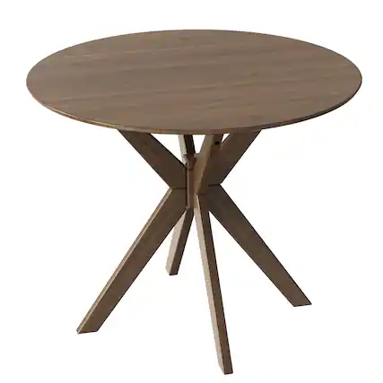 Front. Costway - Modern Round Wood Dining Table 35'' W/ Solid Wood Legs& Base for Home, Office - Walnut.