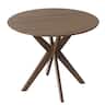Costway - Modern Round Wood Dining Table 35'' W/ Solid Wood Legs& Base for Home, Office - Walnut