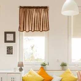 Unique Bargains - Curtain Valance, 27.5x51 in, Half Sheer Rod Pocket Valance for Kitchen Cafe Living Room Bedroom Bathroom, 1 Panel - Caramel