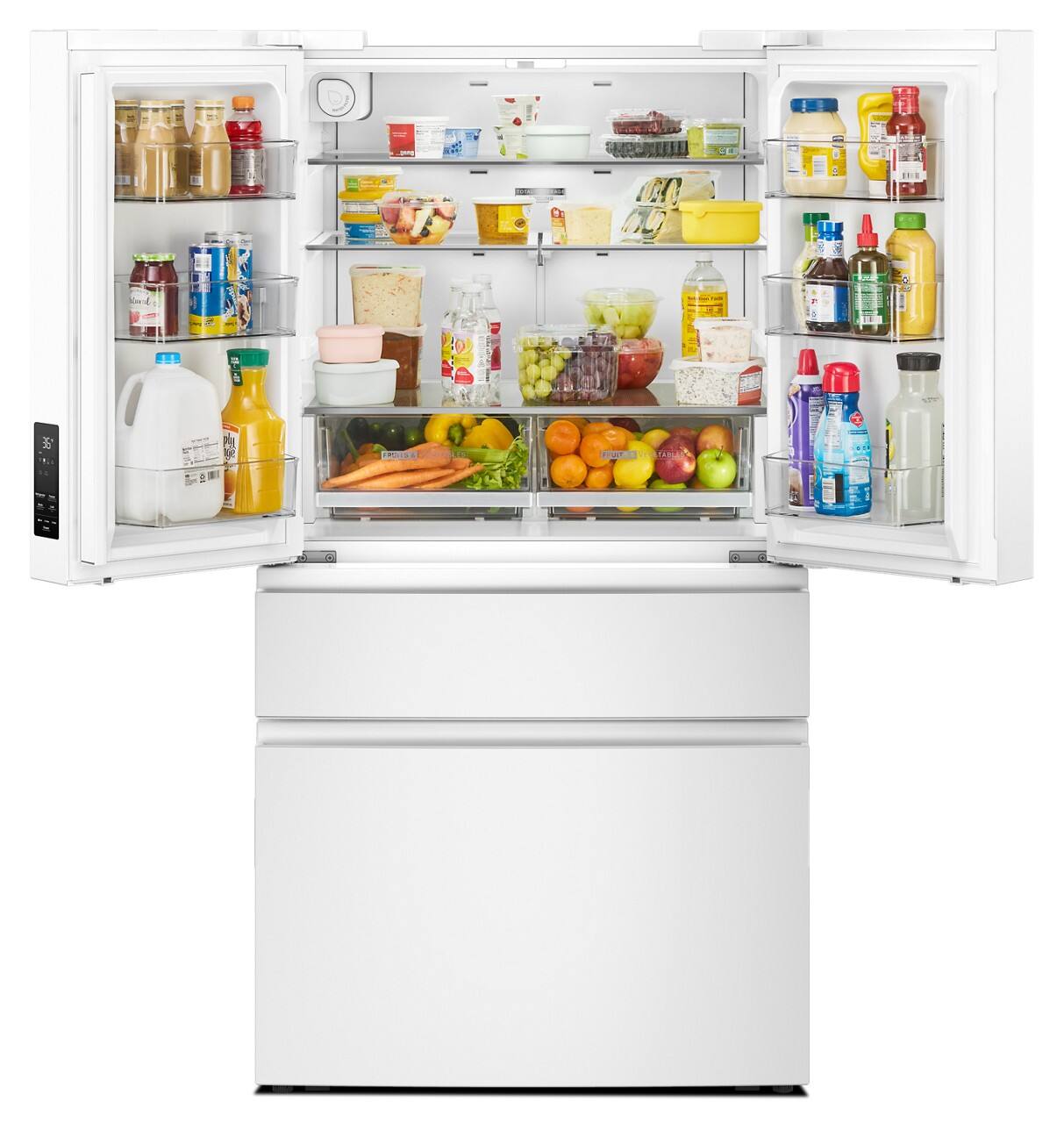 Alt View 4. Whirlpool - 30 Cu. Ft. Family-Sized Capacity French Door Refrigerator with Flexible Temperature Drawer - White.
