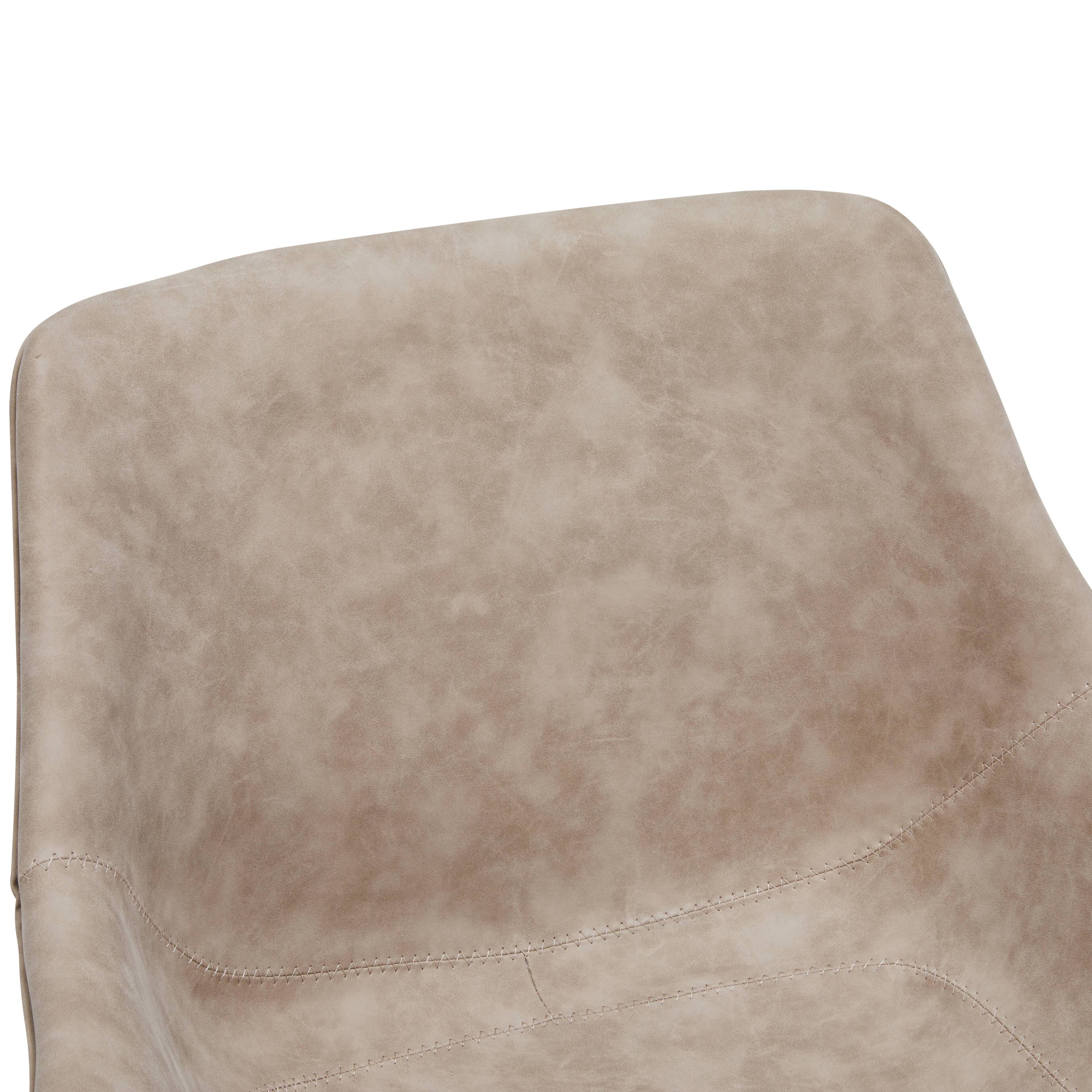 Alt View 6. LeisureMod - Markley Upholstered Swivel Dining Chair with Arms and Metal Legs - Taupe.