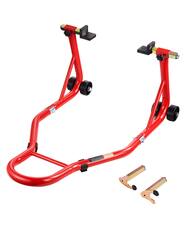 Front. VEVOR - Motorcycle Rear Wheel Stand, 850 LBS Load Capacity Heavy Duty Rear Wheel Stand with U + L Fork Swingarm Spool - Red.