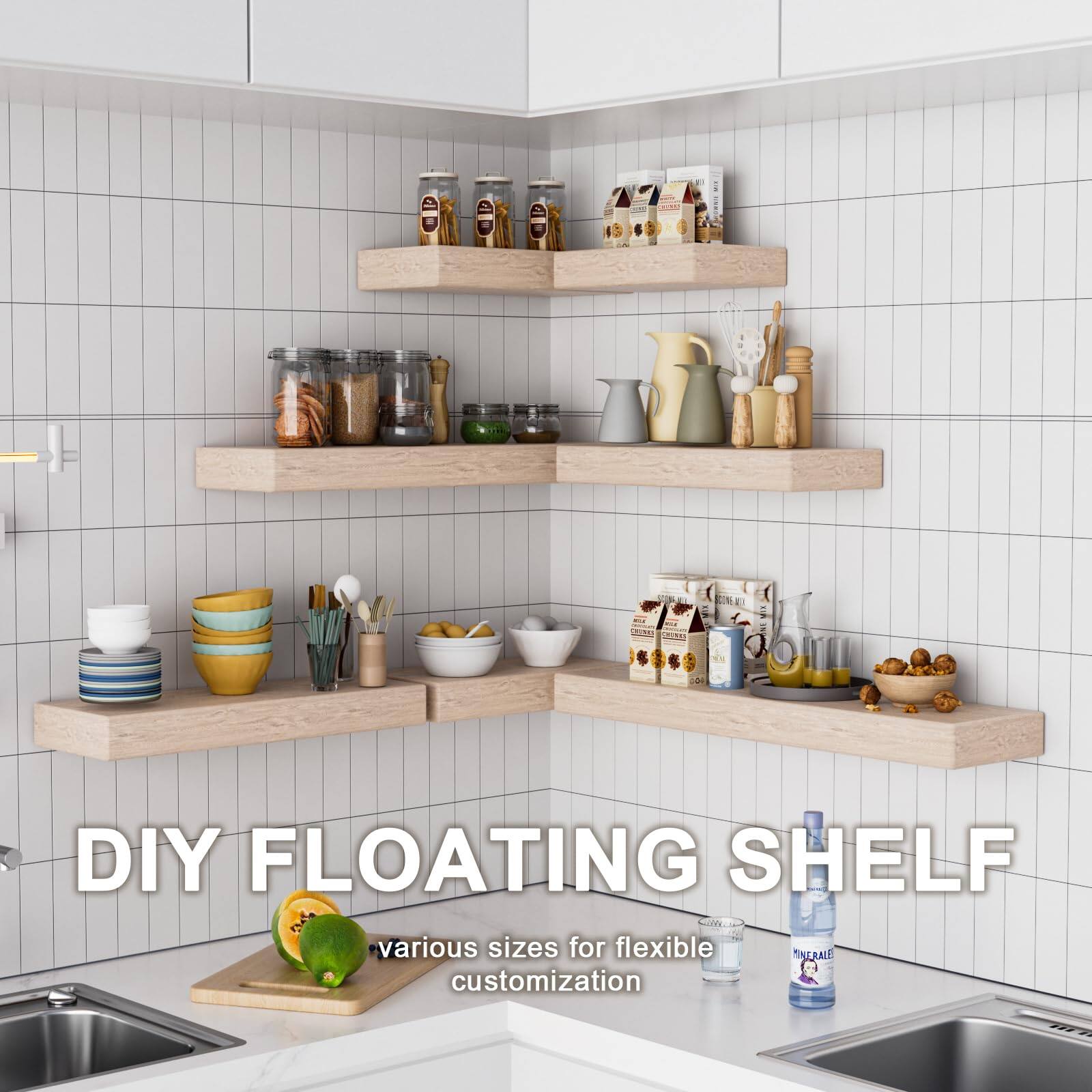 DIY FLOATING SHELF  
various sizes for flexible customization