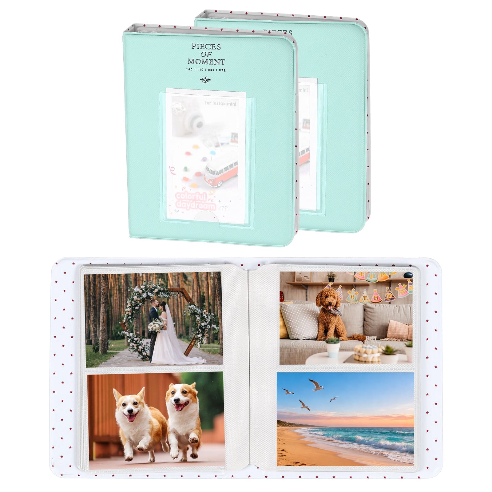 Unique Bargains - 2pcs Small Photo Album, 4x6 Inch Pockets Book with 16 Pages Holds 64 3-inch Photos for Fujifilm Travel - Sky Blue price history on PriceWatchPro