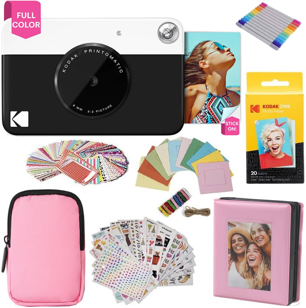 Kodak - Printomatic Full-Color Instant Camera Gift Bundle with Accessories - Black