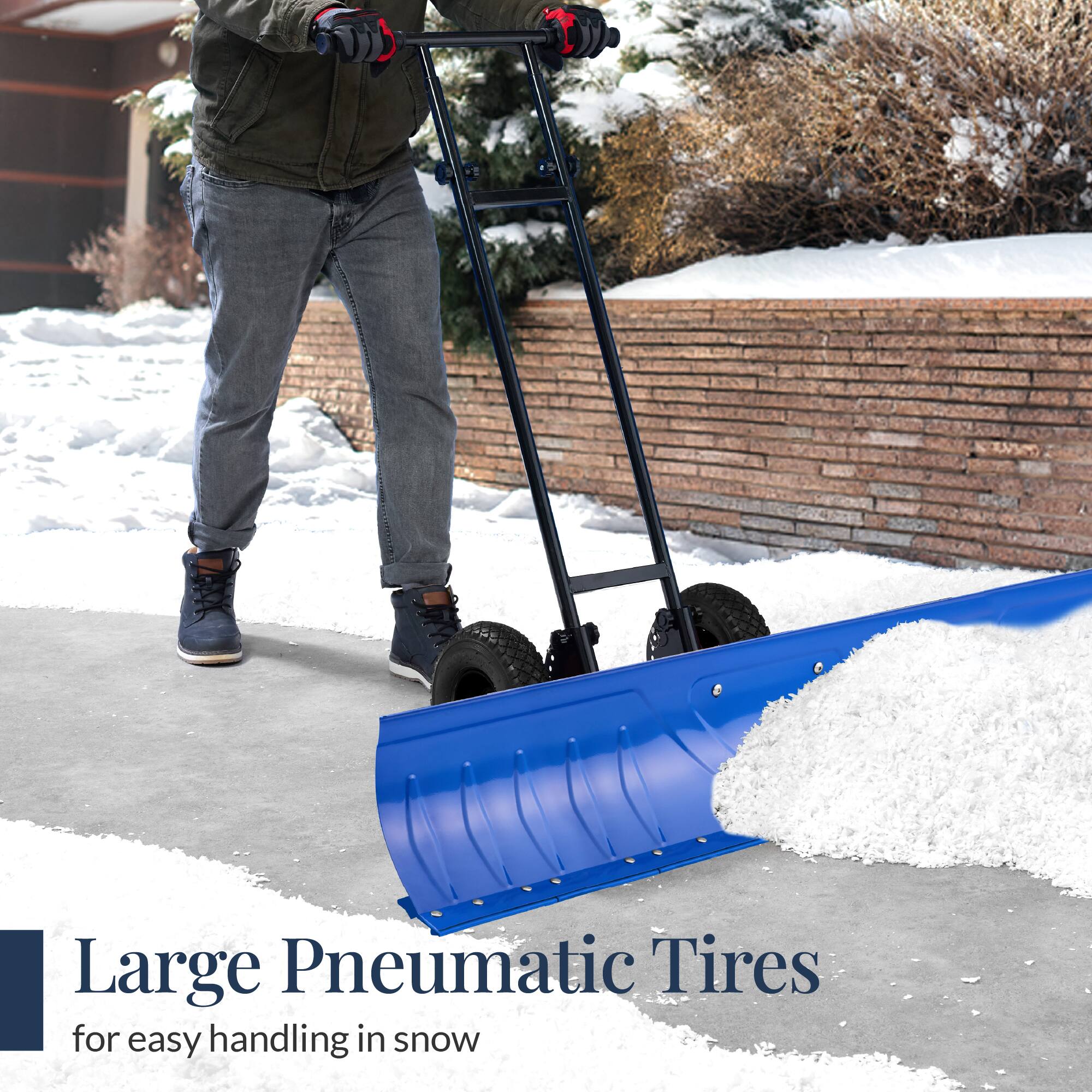 Large Pneumatic Tires  
for easy handling in snow