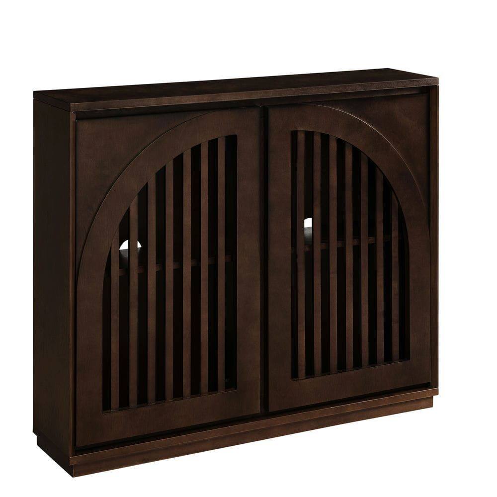 Left. Kadyn - Mid-Century Modern V-Shape Narrow Storage Cabinet and Sideboard - Black - Black.