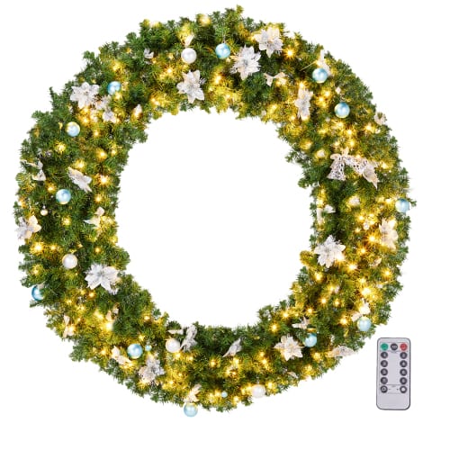 Winado - 60in Pre-lit Artificial Christmas Wreath Outdoor with LED Lights for Holiday Decoration - Light Green