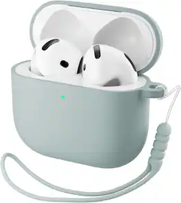 Ornarto - for AirPods 4th Generation Case(2024), Soft Silicone Full Protective Cover with LED Visible - Mint Green