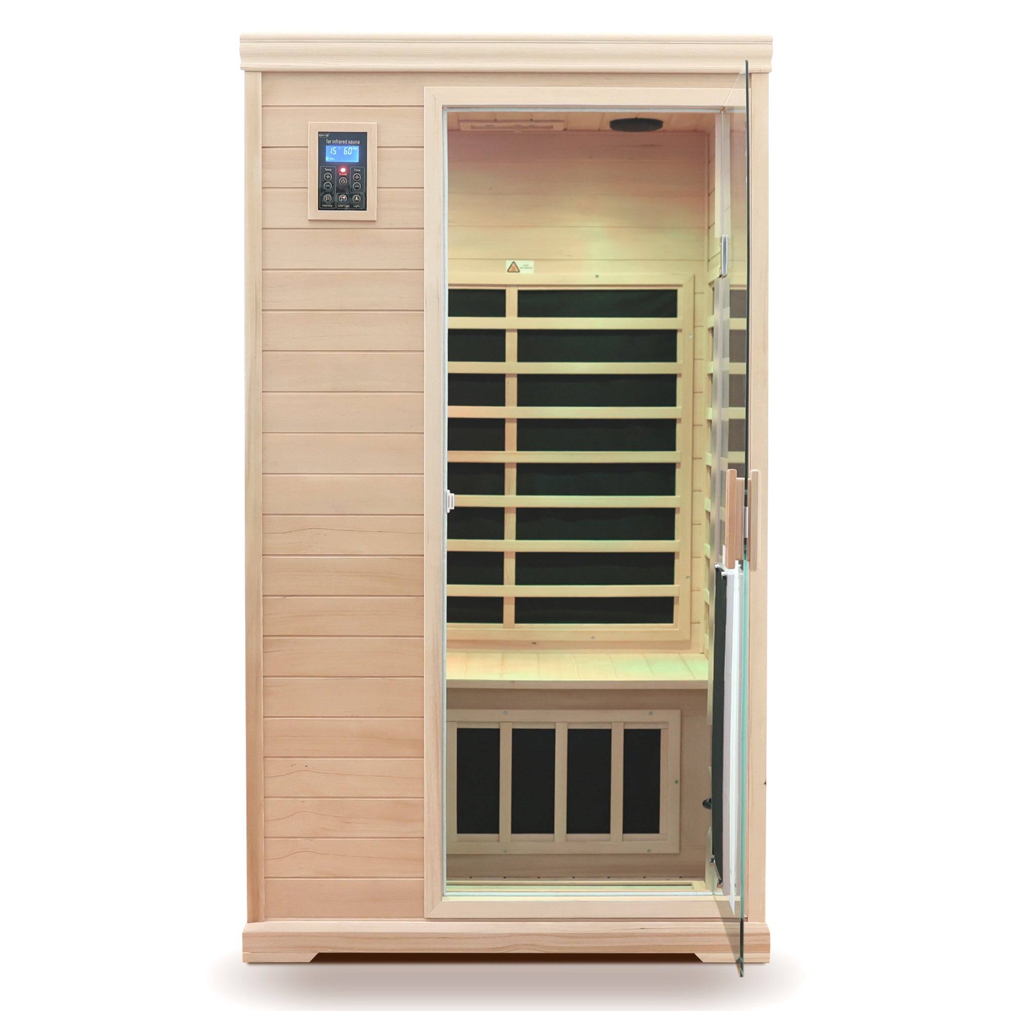 Alt View 5. Boyel Living - Two Person Indoor Far Infrared Hemlock Sauna Room with Touch Control and Bluetooth Audio - Natural.