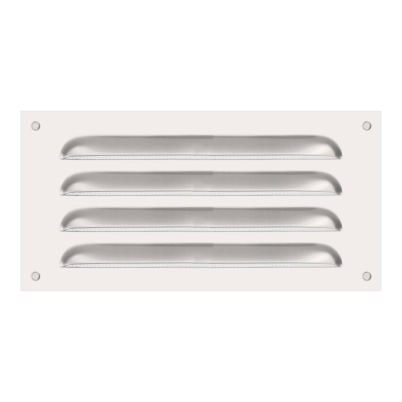 Front. Unique Bargains - 4"x8" Stainless Steel Vent Cover, Screen Air Grille Ventilation Cover HVAC Louvered Grill Built-in Mesh for Home - Silver.