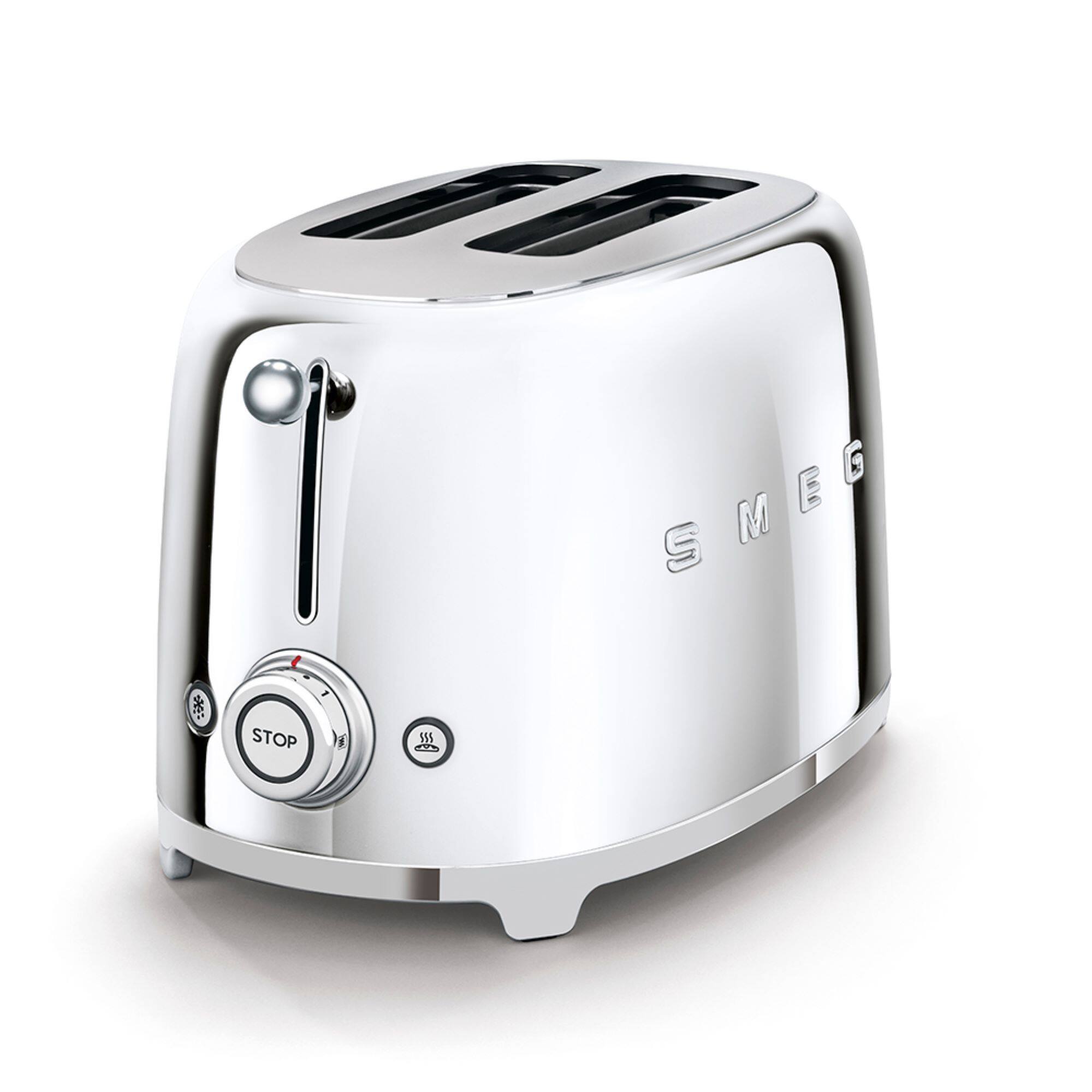 Left. SMEG - SMEG TSF01 2-Slice Wide-Slot Toaster - Stainless Steel.