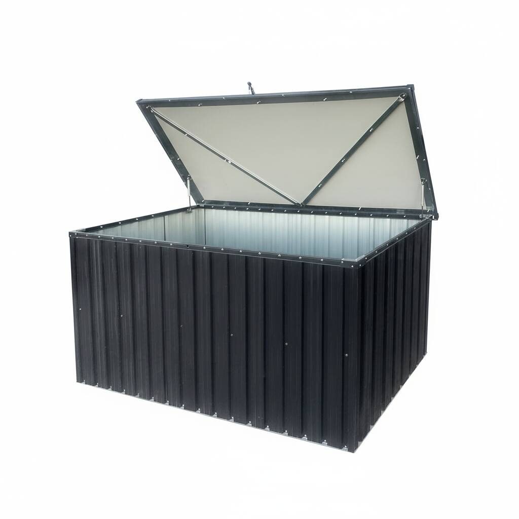 Alt View 9. HOMLUX - Metal Storage Box Store Medium Outdoor Deck Box Patio Storage Bin Chests Storage and Organization - Black.