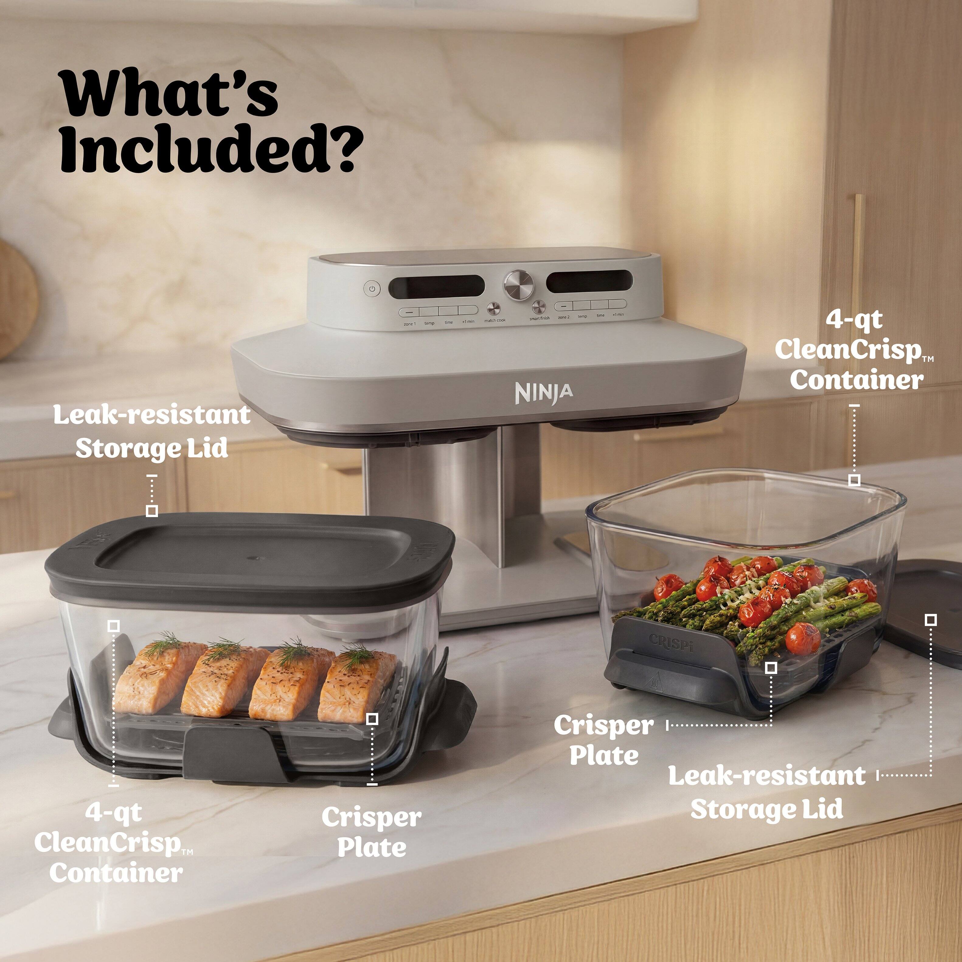 What's Included?  
- Leak-resistant Storage Lid  
- NINJA 4-qt CleanCrisp Container  
- Crisper Plate  
- 4-qt CleanCrisp™ Container  
- Crisper Plate  
- Leak-resistant Storage Lid
