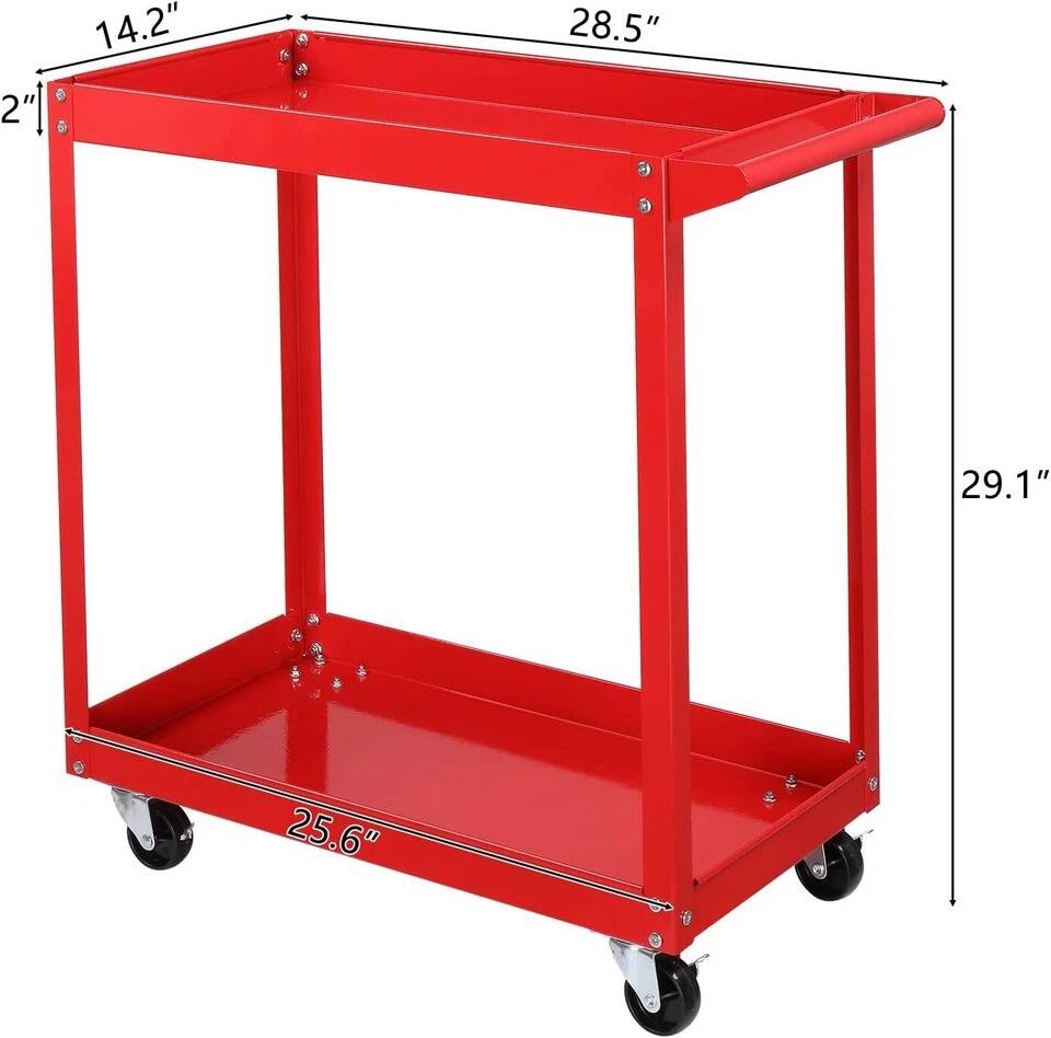 - Width: 28.5"
- Depth: 25.6"
- Height: 29.1"
- Shelf Height: 14.2"
- Wheel Height: 2"