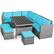 Angle. Costway - 7 PCS Patio Rattan Dining Set Sectional Sofa Couch Ottoman Garden - Turquoise.