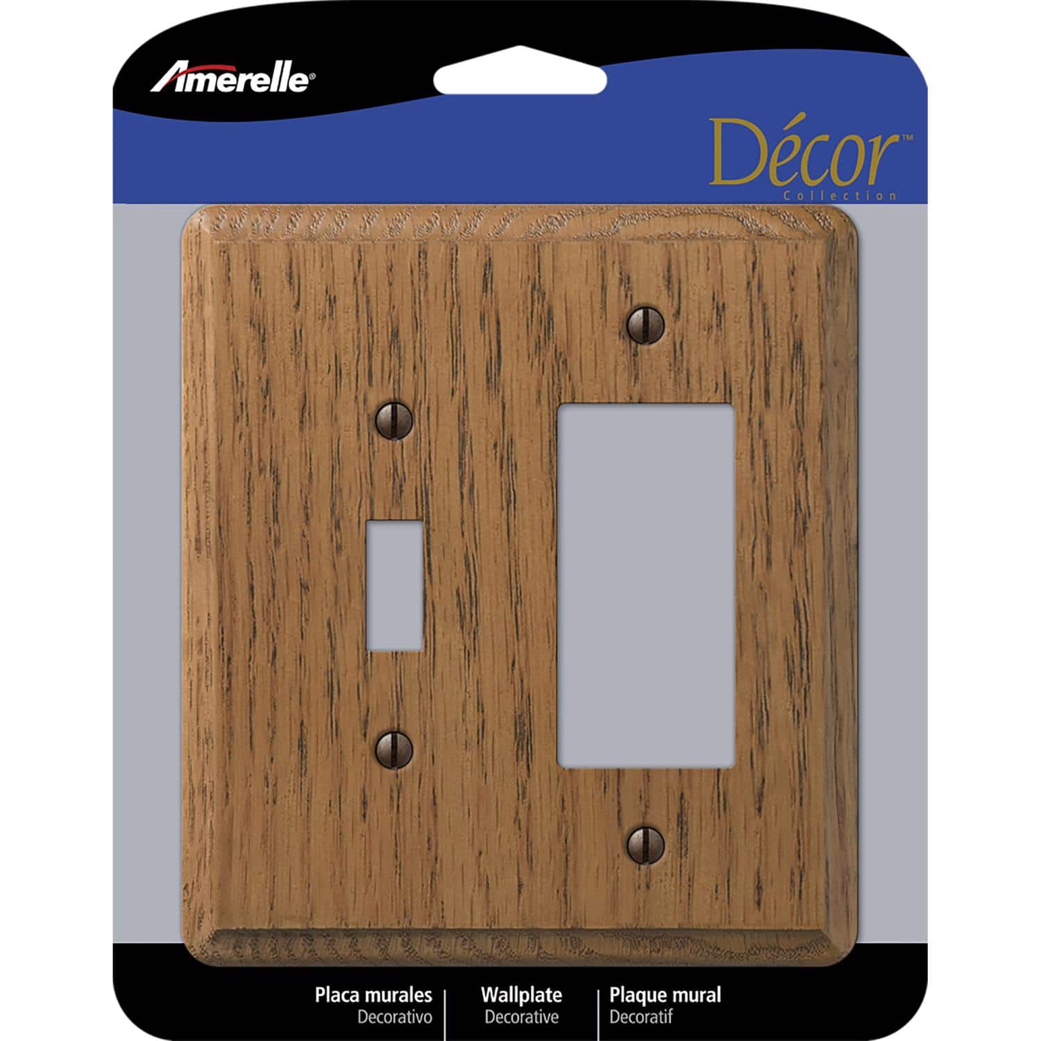 AMERELLE - Contemporary 2 gang Wood Toggle Wall Plate 1 pk - Brown