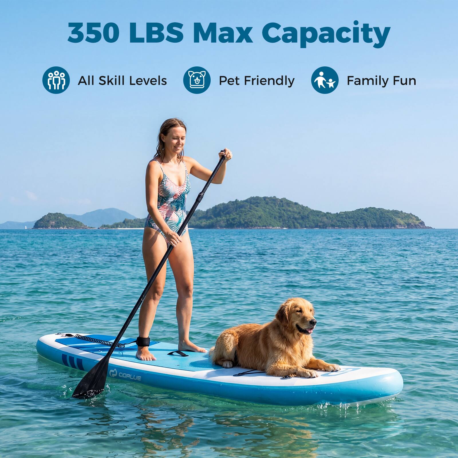 350 LBS Max Capacity  
All Skill Levels  
Pet Friendly  
Family Fun