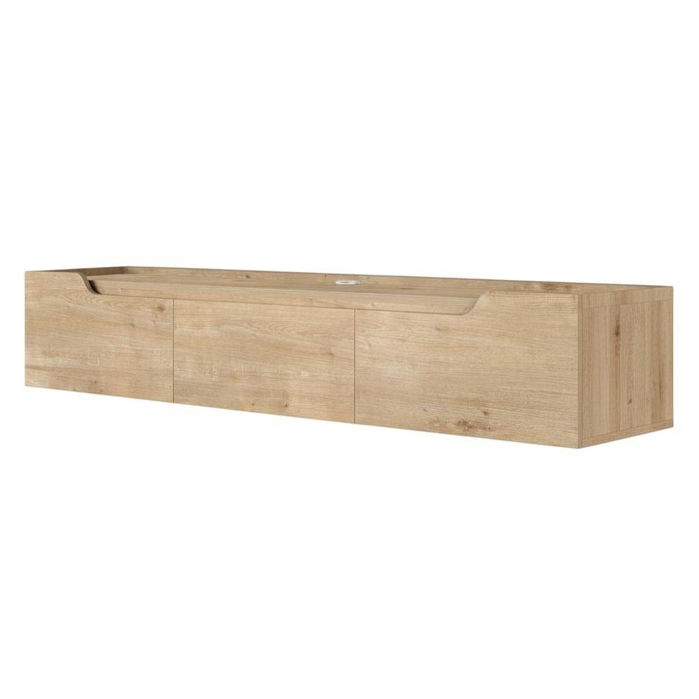 Alt View 3. FurniFact - Beige Wall-Mounted TV Stand for Up to 80 Inch Televisions with Engineered Wood - Beige.
