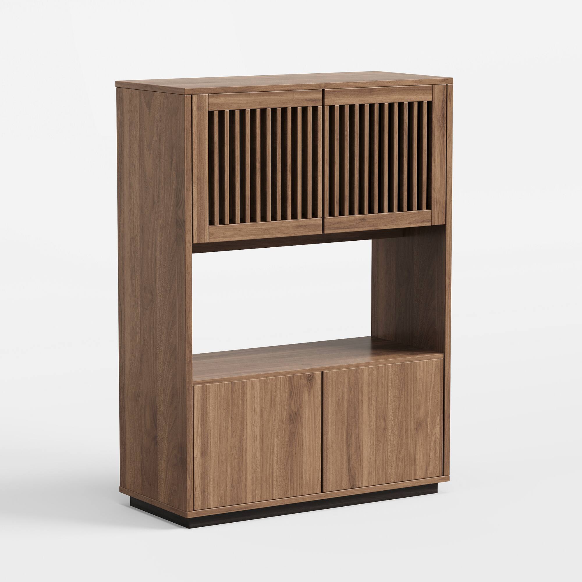 Alt View 3. luck idea - 33.46" Storage Cabinet & Decorative Cabinet, Suitable for Multiple Scenarios - Walnut color.