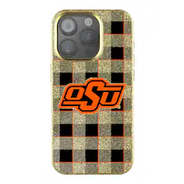 Keyscaper - NCAA - Oklahoma State Cowboys Plaid Bling iPhone Case - 14 - Gold