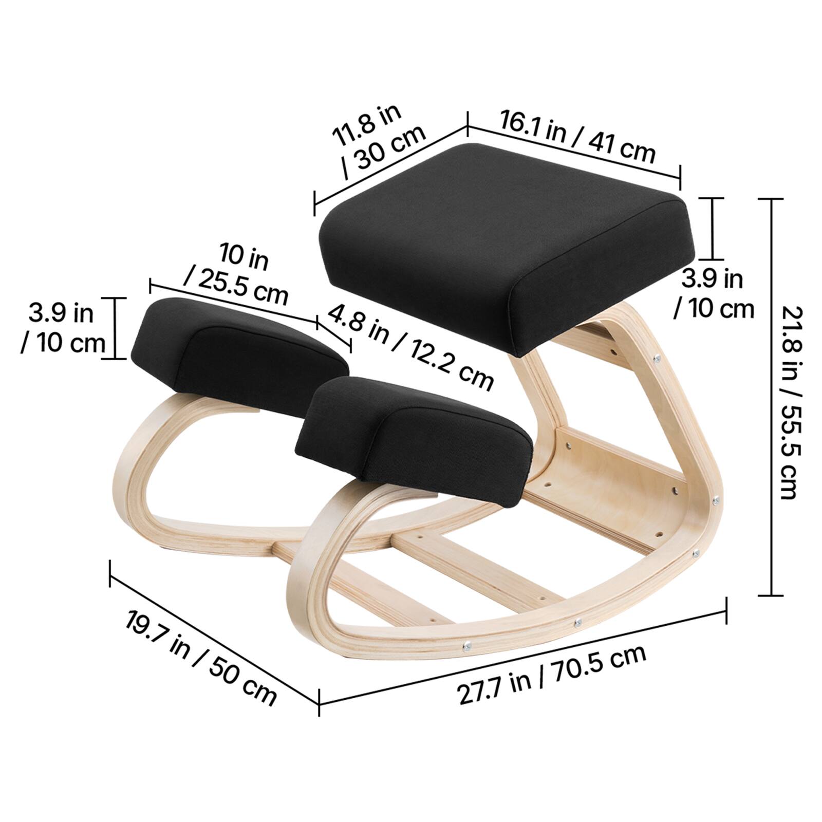 3.9 in / 10 cm  
10 in / 25.5 cm  
4.8 in / 12.2 cm  
11.8 in / 30 cm  
16.1 in / 41 cm  
21.8 in / 55.5 cm  
19.7 in / 50 cm  
27.7 in / 70.5 cm