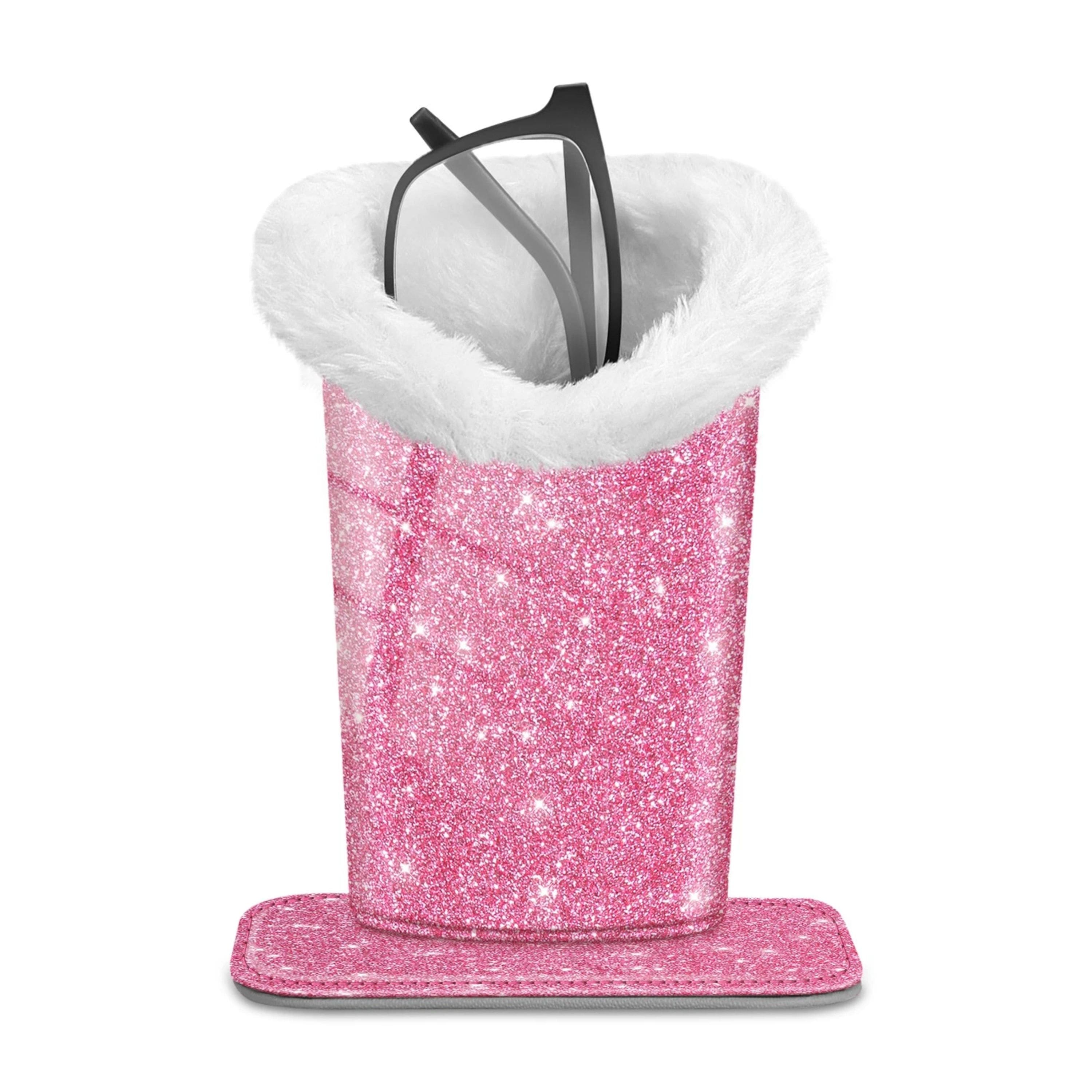 Kitcheniva - PU Leather Plush Lined Eyeglasses Protective Cover Holder Magnetic Stand Desk Organizer - Glittering Pink price history on PriceWatchPro