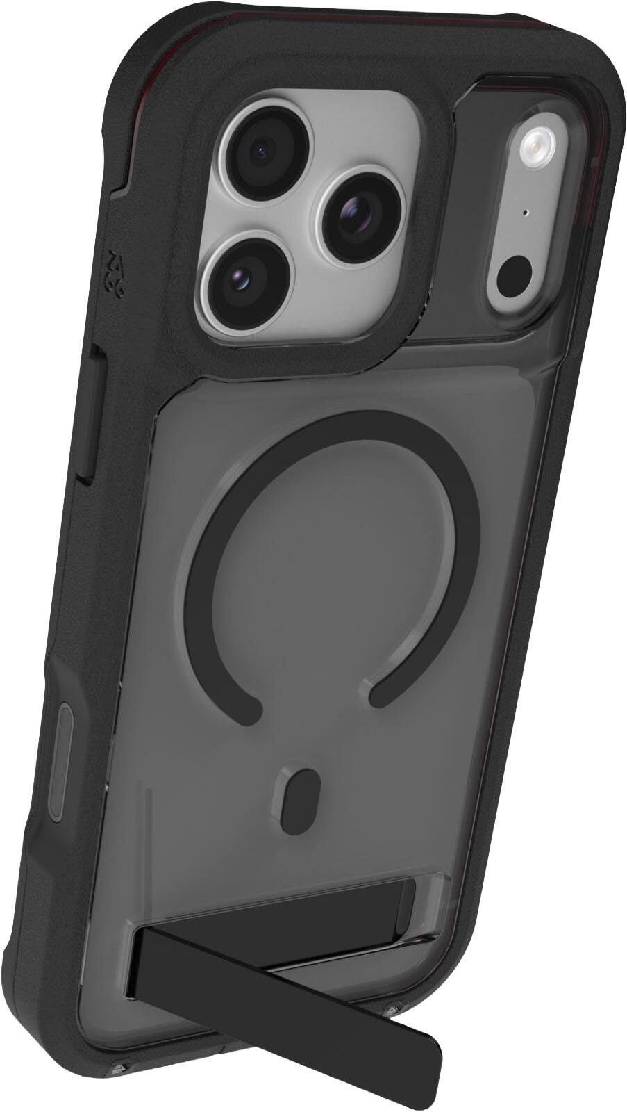 Left. ZAGG - Rainier Snap with Kickstand for Apple iPhone 17 Pro Max - Smoke Black.