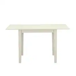 FurniFact - Linen Drop Leaf Rectangular Table - White