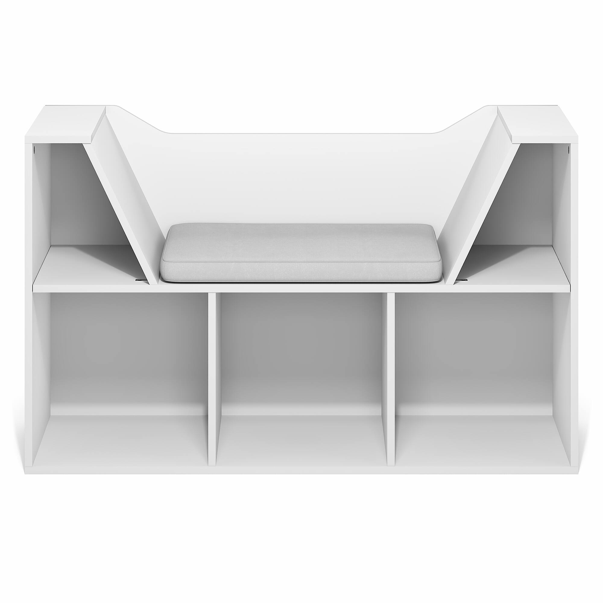 Alt View 6. Furinno - LOVA Kids Book Shelf, 5-Cube Bookshelf with Seat Cushion, Kids Reading Nook Toy Organizers and Storage with Bench - White.