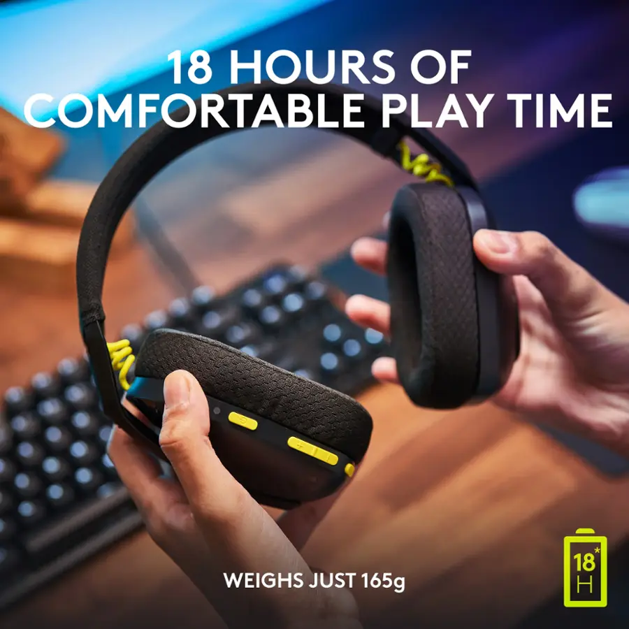 18 hours of comfortable play time weighs just 165g.