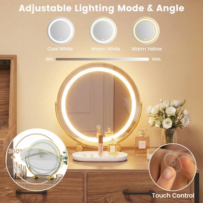 Adjustable Lighting Mode & Angle

Cool White
Warm White
Warm Yellow

20%
100%

360°
Touch Control