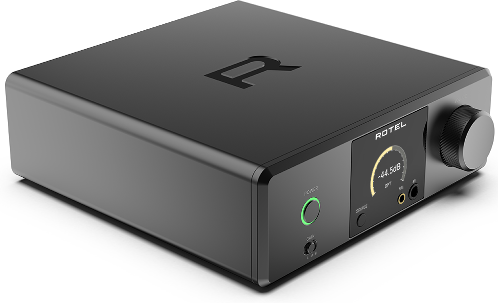 D. ROTEL POWER AMPLIFIER -44.5dB STEREO OPTICAL BALANCED SOURCE GAIN LU & A