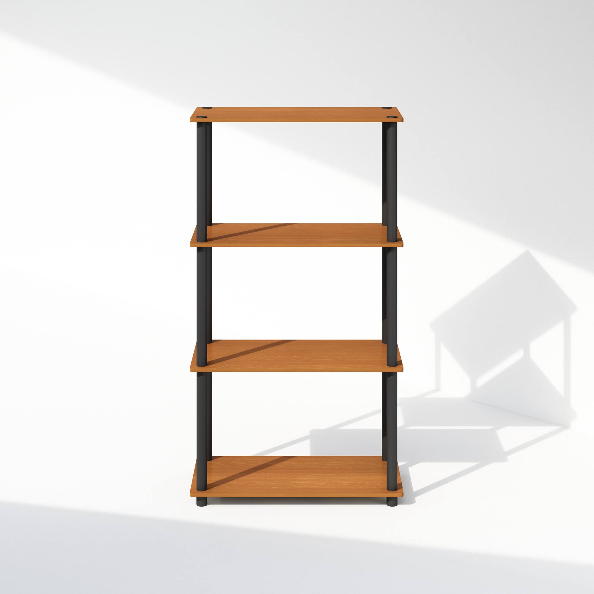 Alt View 1. Furinno - Turn-N-Tube 4-Tier Multipurpose Shelf Display Rack, Shelving Unit, Bookcase - Light Cherry/Black.