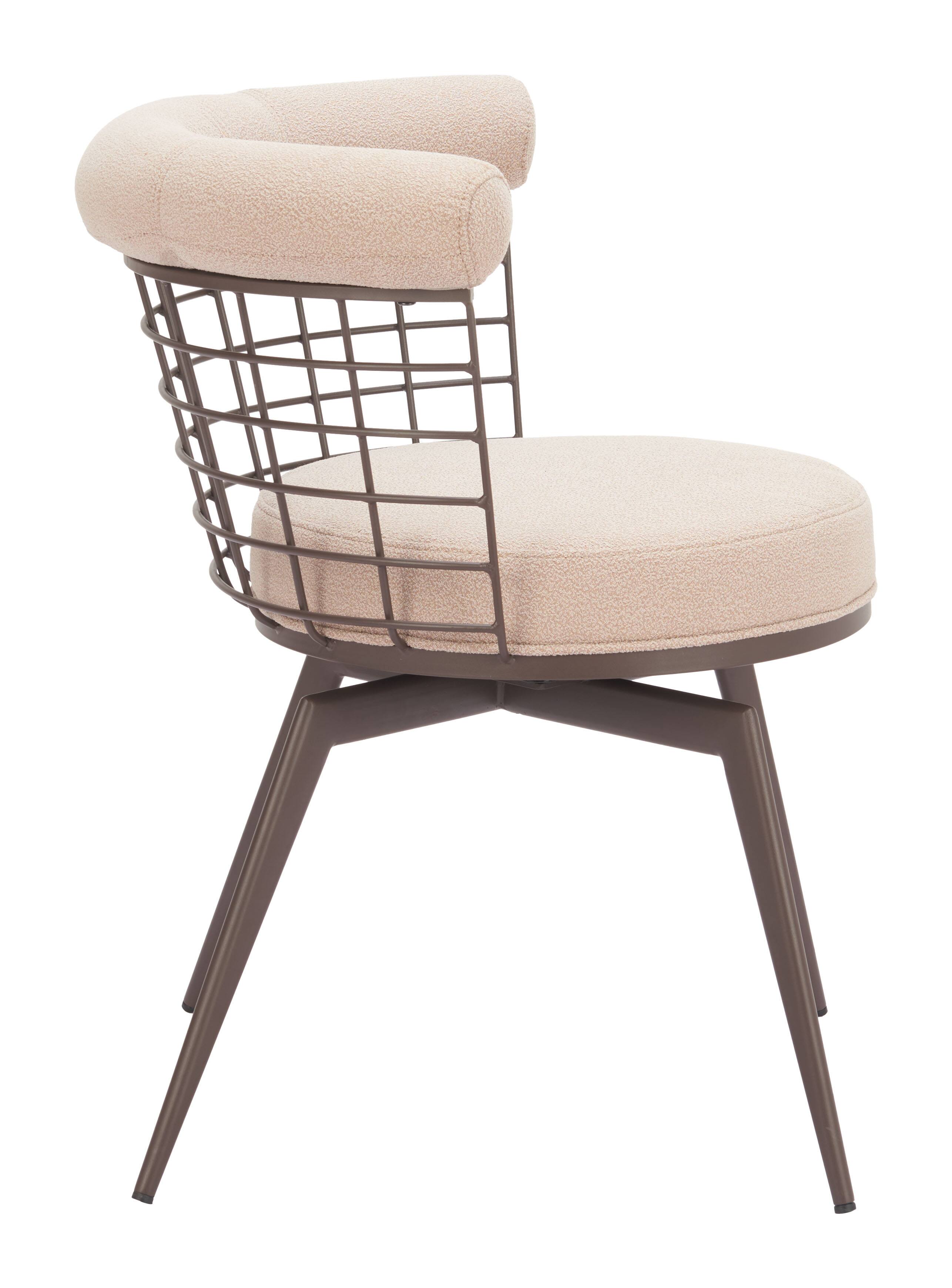 Back. Hivvago - Saku Swivel Dining Chair Beige & Brown - Beige & Brown.