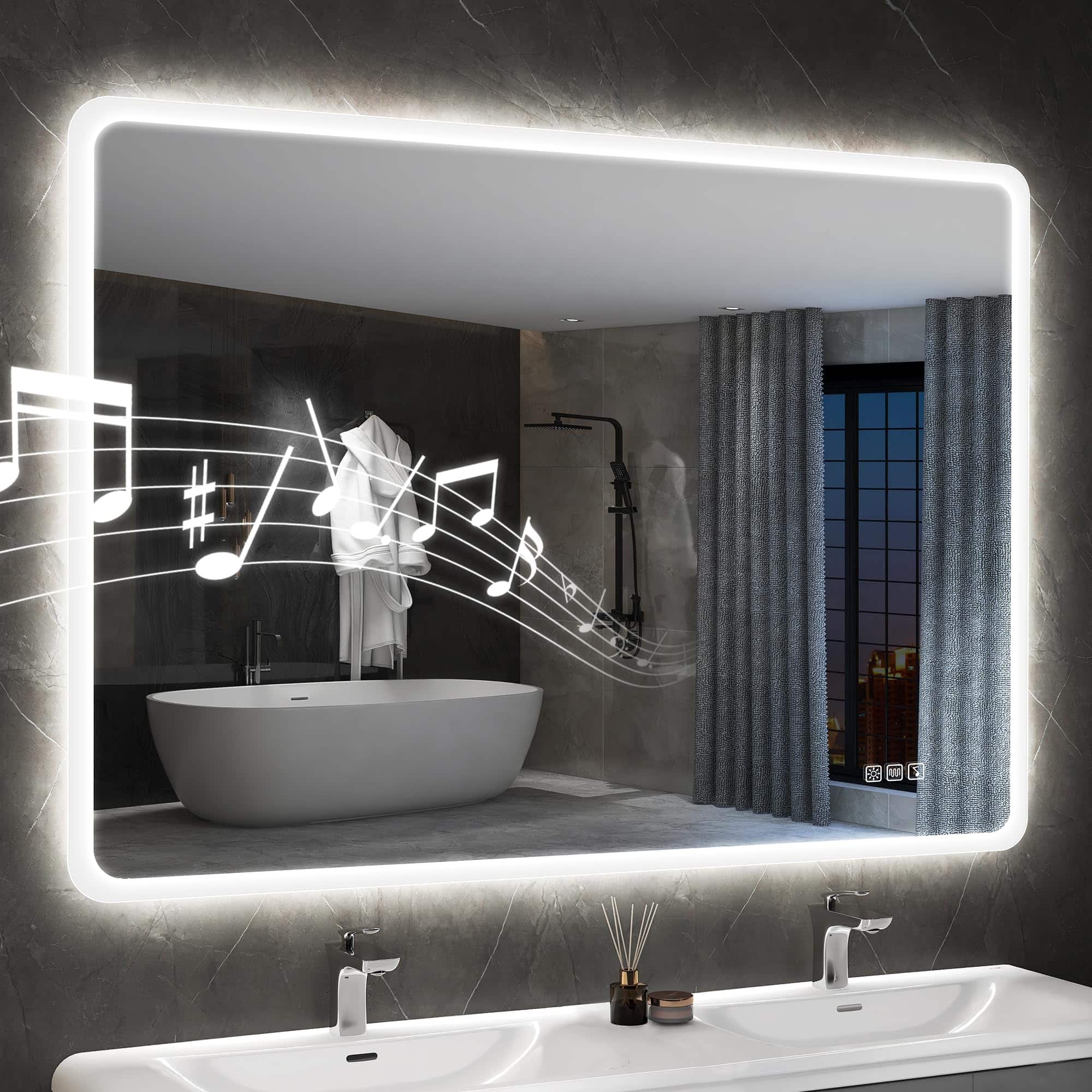 Earthley Blooms - Led-lighted-bathroom-mirror Wall-mounted-dimmable-vanity-mirror Anti-fog Waterproof Smart Touch B - 32"x24"