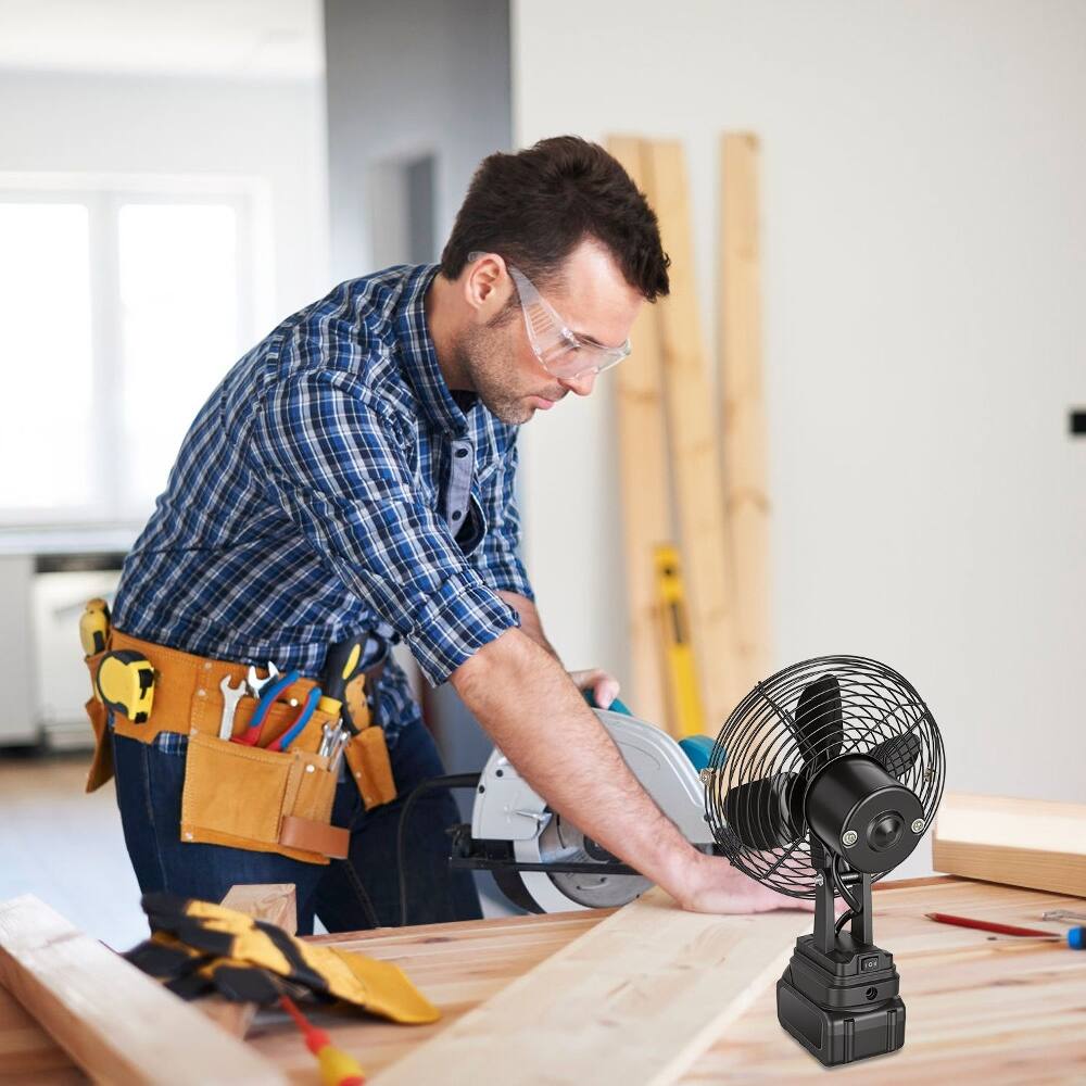 Alt View 4. Loheer - Loheer Portable Jobsite Fan Cordless Workshop Garage Fan Compatible with Makita Battery Bare Tool.