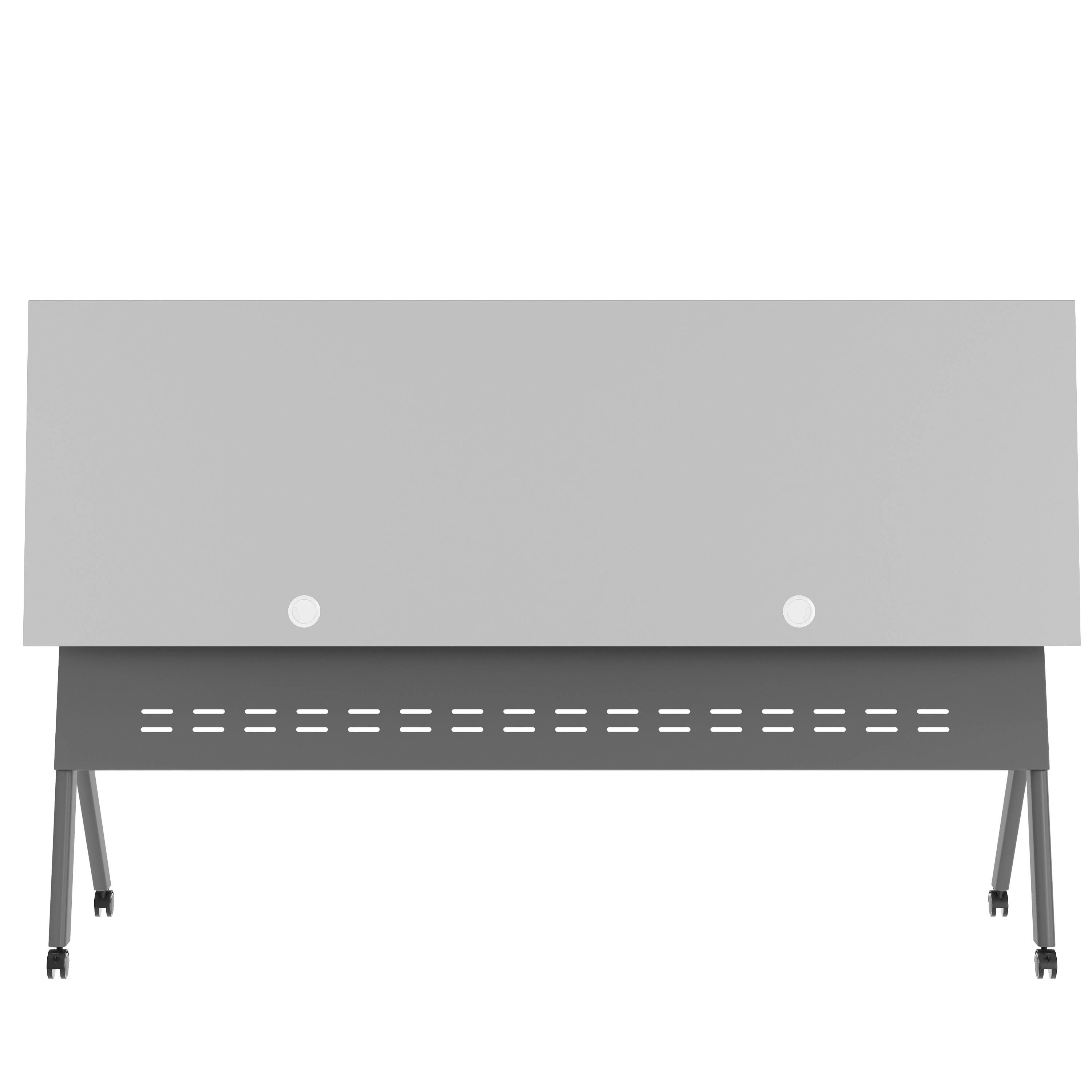 Alt View 9. Emma + Oliver - Griffin Heavy-Duty Flip Top Training Table with Nesting Design, Privacy Panel, Y-Legs, Tabletop, Metal Frame - Gray Top/Gray Frame.