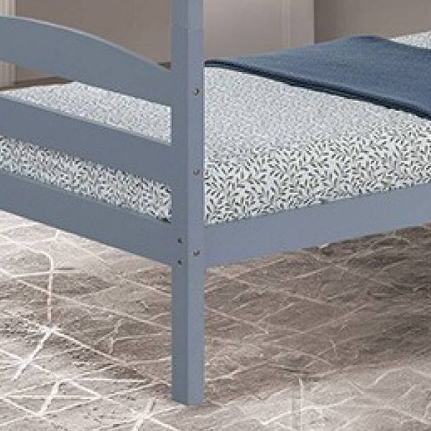 Alt View 4. Vaczon - Twin-Over-Twin Bunk Bed Wood Bunk Bed for Kids Bedroom, Durable Solid Hardwood Frame - Gray.