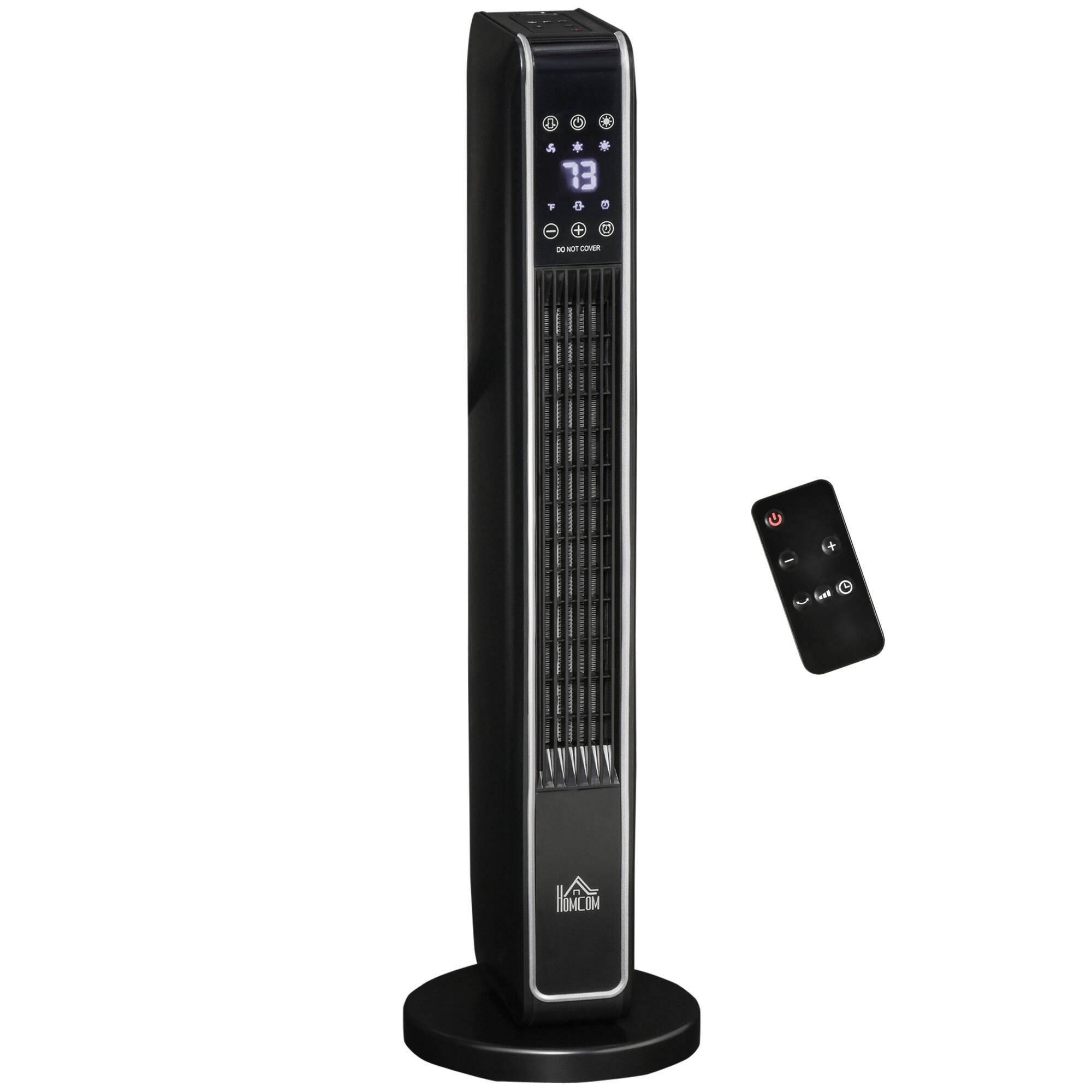 Front. Tiramisubest - 2-In-1 Portable Electric Tower Heater,Oscillating Space Heater with Remote Control,8H Timer,Three Heating Modes,Black - Black.