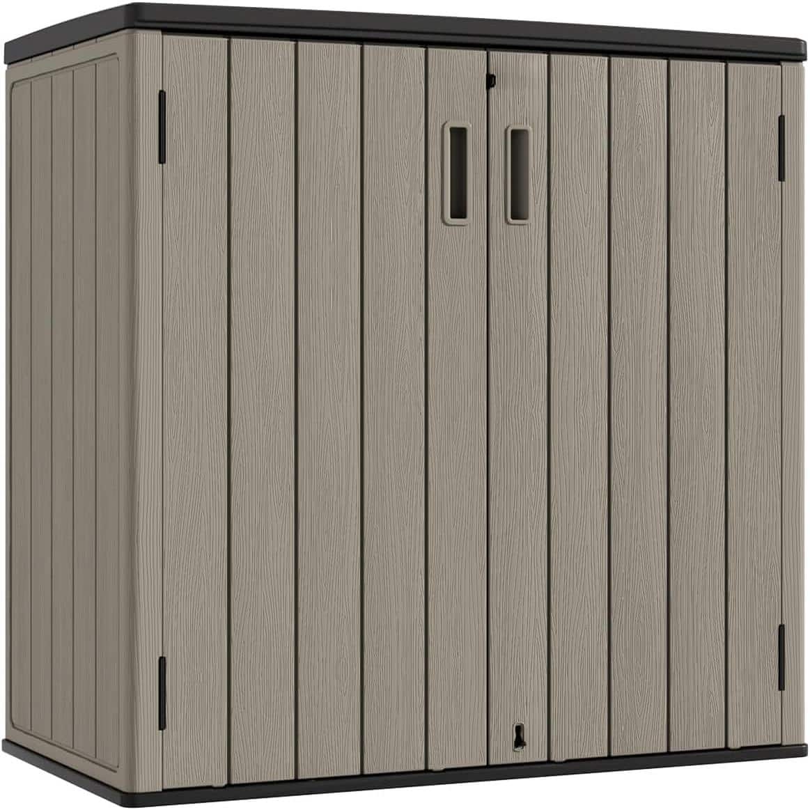Yardgrace - 37 Cu.ft Horizontal Storage Shed, Waterproof Resin, Lockable Tool Box for Lawn Mower Garden Tools & Patio Furniture - Brown