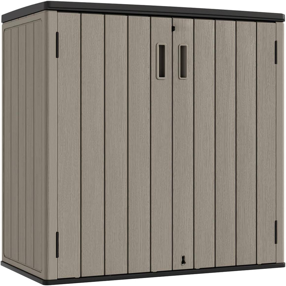 Yardgrace - Outdoor Vertical Storage Shed Outdoor Storage Cabinet Waterproof,Resin Sheds Outdoor Storage Clearance for Garden,Patio - Brwon