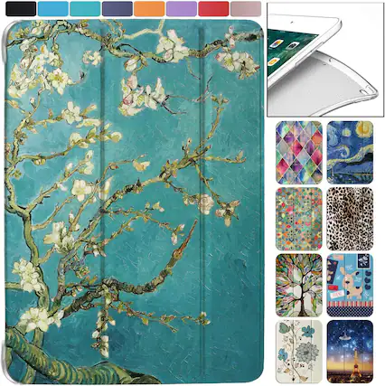 Front. DuraSafe Cases - iPad Air 2 9.7" 2014 Protective TPU Case with Magnetic Viewing Stand A1474 A1475 A1476 A1566 A1567 A1822 A1823 A1893 - Blossom.