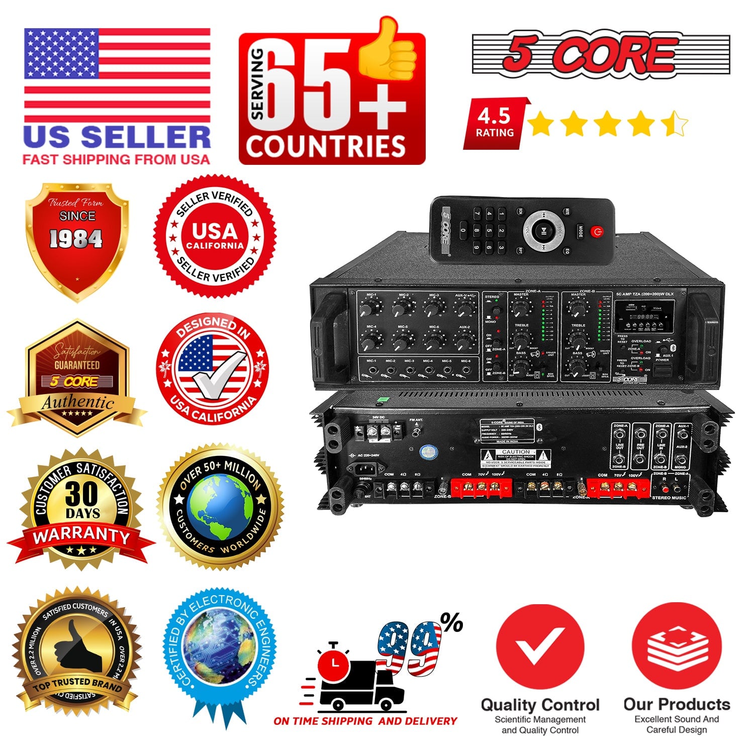 - US SELLER
- FAST SHIPPING FROM USA
- 5 CORE SERVING 65+ COUNTRIES
- 4.5 RATING
- TRUSTED SINCE 1984
- SELLER VERIFIED USA CALIFORNIA
- SELLER VERIFIED USA CALIFORNIA
- 5 CORE Authentic
- CUSTOMER SATISFACTION OVER 50+ MILLION CUSTOMERS WORLDWIDE
- 30 DAYS WARRANTY
- TOP TRUSTED BRAND
- CERTIFIED BY ELECTRONIC ENGINEERS
- ON TIME SHIPPING AND DELIVERY
- QUALITY CONTROL
- Scientific Management and Quality Control
- Our Products
- Excellent Sound And Careful Design