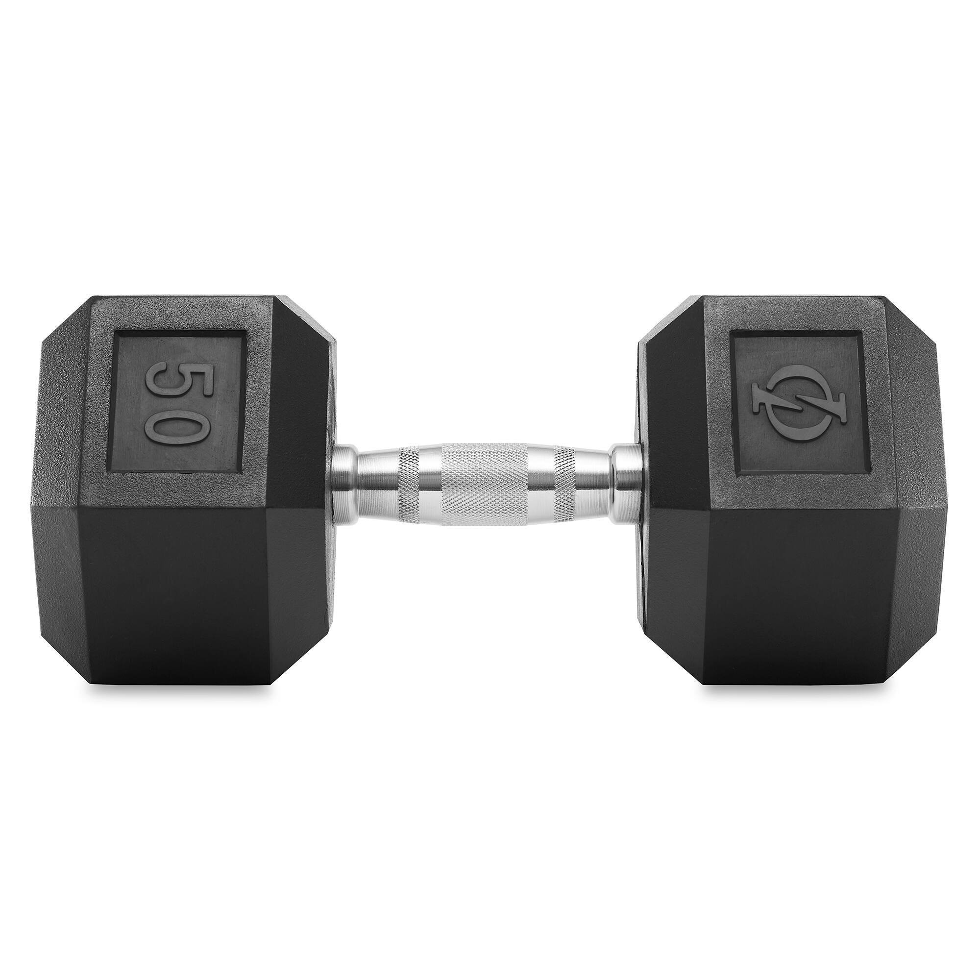 Alt View 1. Philosophy Gym - Rubber Coated Hex Dumbbell - Cast Iron Hand Weights - 25-lbto 50 Pound - Black.