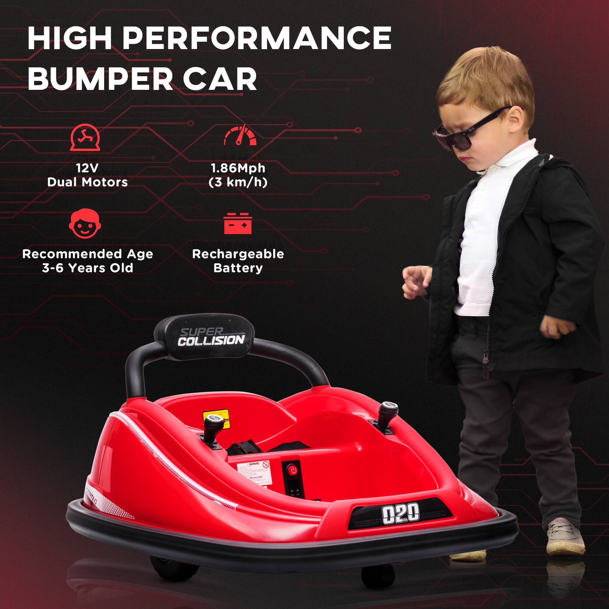 HIGH PERFORMANCE BUMPER CAR

12V Dual Motors

1.86Mph (3 km/h)

Recommended Age 3-6 Years Old

Rechargeable Battery

SUPER COLLISION

020