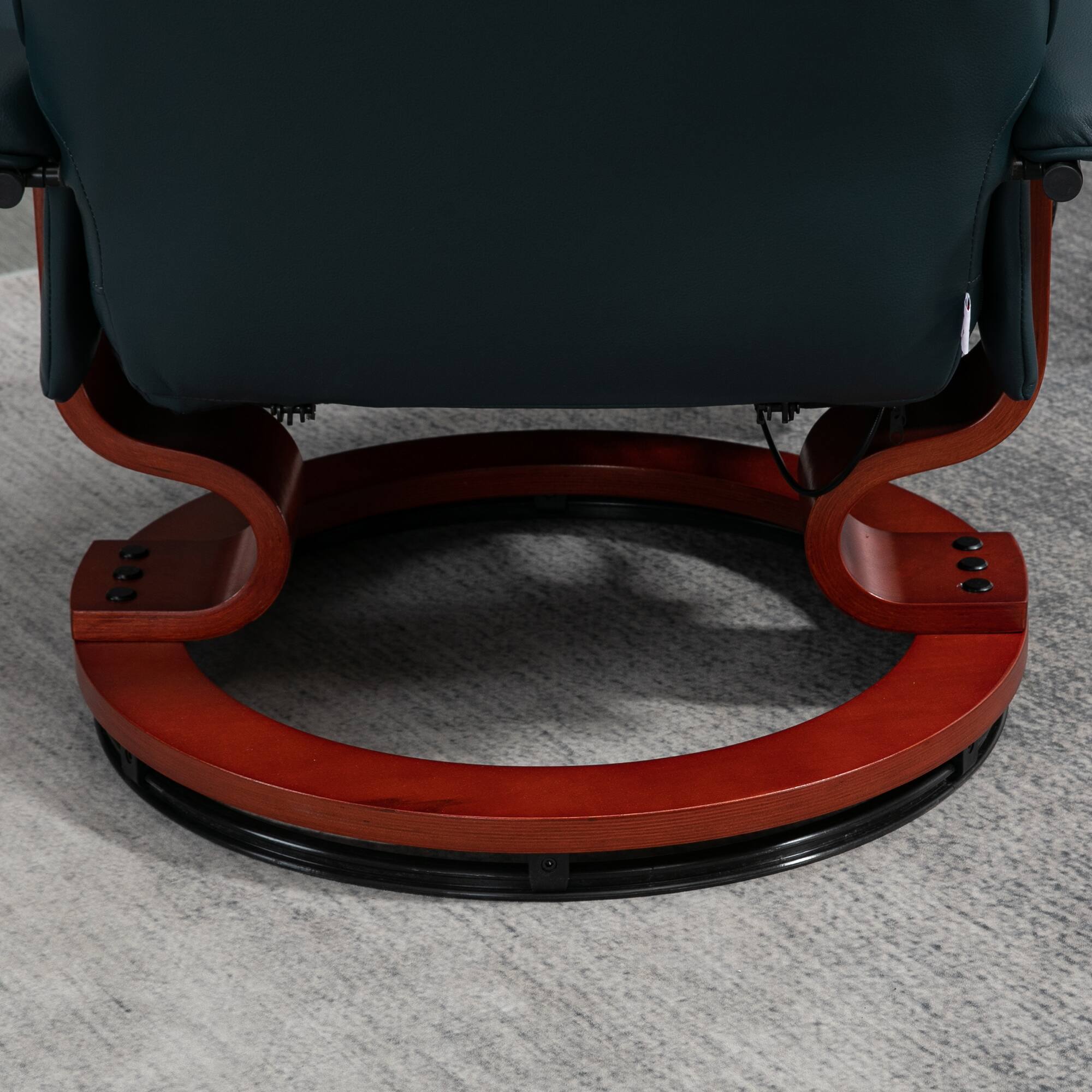 Alt View 8. Homcom - Faux Leather Manual Recliner, Adjustable Swivel Lounge Chair with Footrest, Armrest and Wrapped Wood Base - Blue.