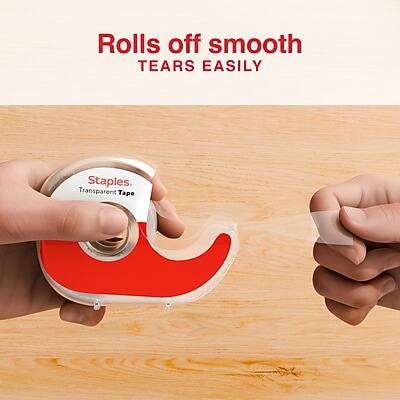 Rolls off smooth  
TEARS EASILY  

Staples  
Transparent Tape