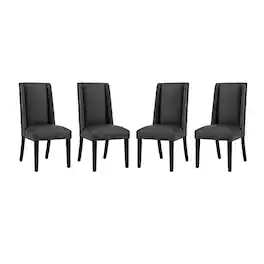 Baron Vinyl Dining Chair Set of 4 by Modway - Black
