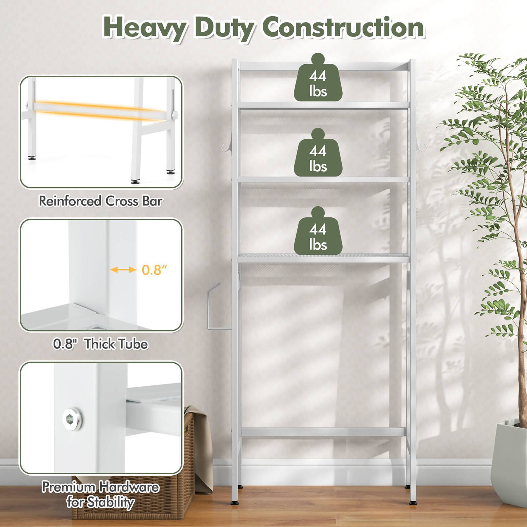 Heavy Duty Construction  
44 lbs  
Reinforced Cross Bar  
0.8" Thick Tube  
Premium Hardware for Stability